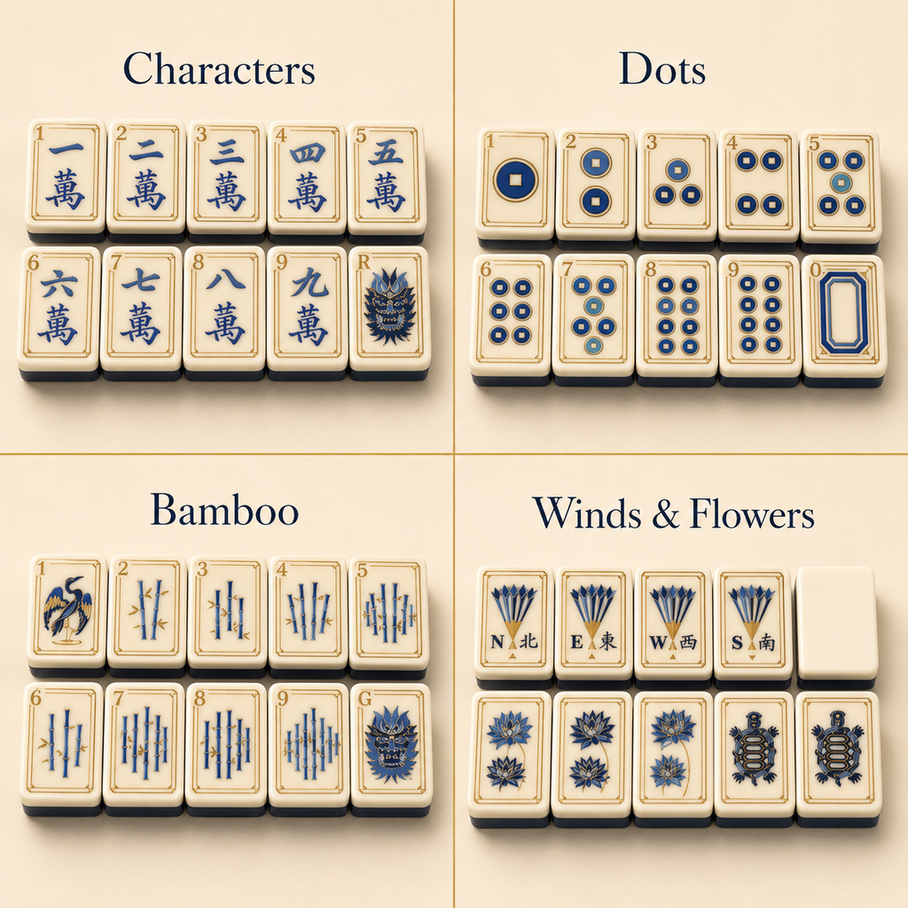 Premium American Mahjong Tile Set - 160 Piece Blue & Ivory Mahjong Tiles with Elegant Dragon Design