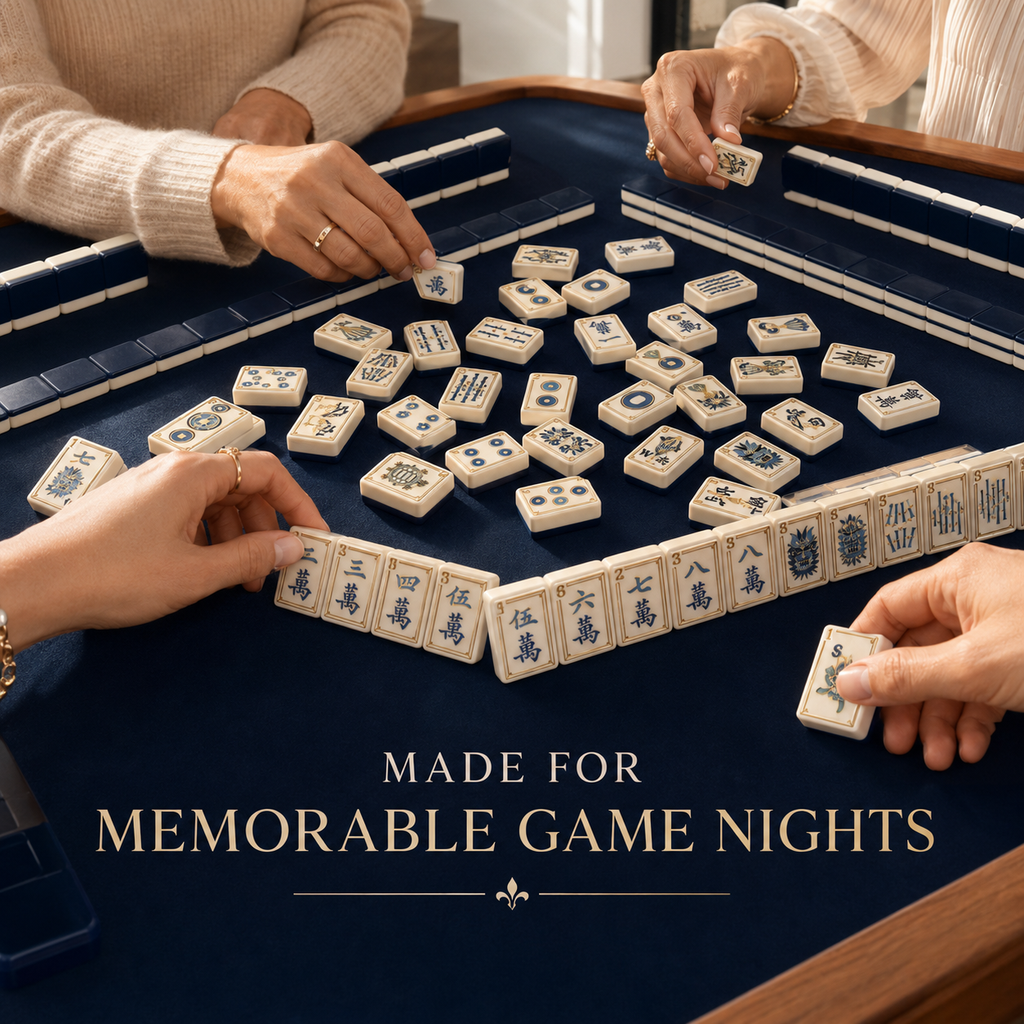 Premium American Mahjong Tile Set - 160 Piece Blue & Ivory Mahjong Tiles with Elegant Dragon Design