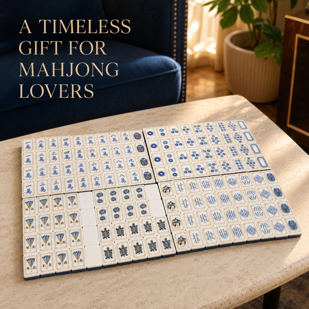 Premium American Mahjong Tile Set - 160 Piece Blue & Ivory Mahjong Tiles with Elegant Dragon Design