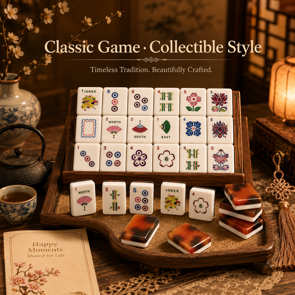 Classic collectible style mahjong set display