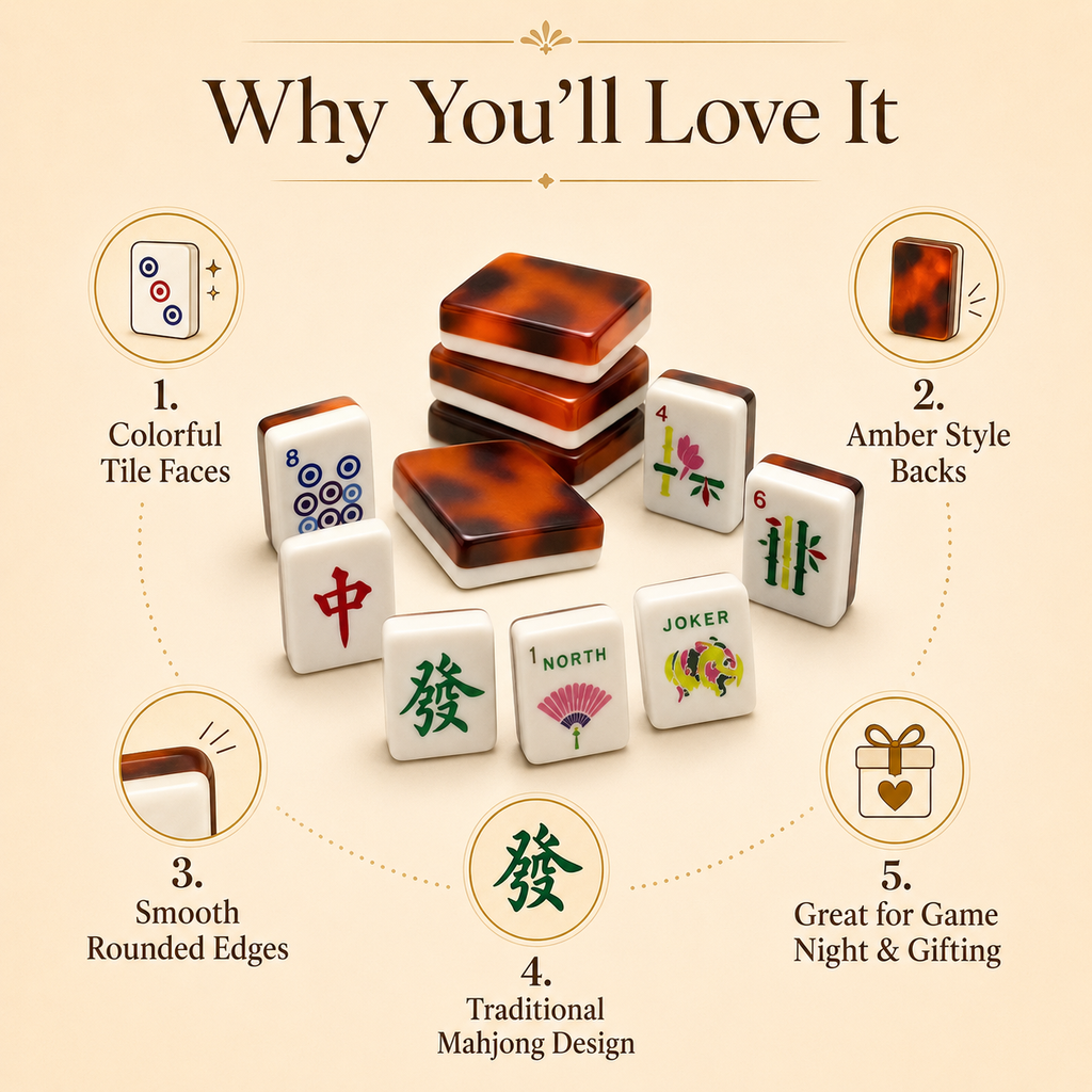 Amber style mahjong set features and benefits
