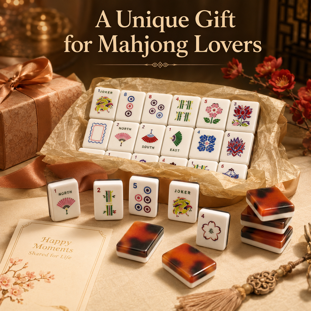 Amber tortoiseshell mahjong set as a unique gift for mahjong lovers