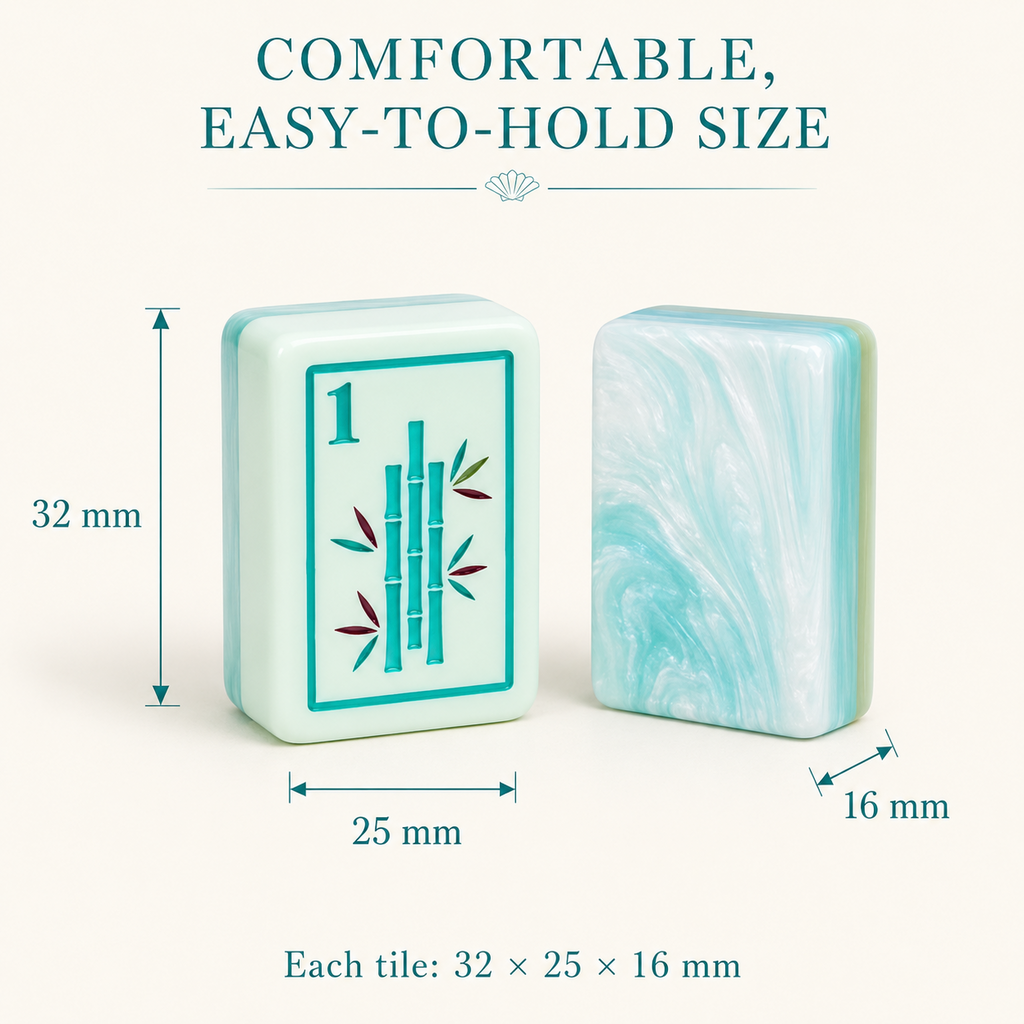 American mahjong tile dimensions 32 by 25 by 16 millimeters