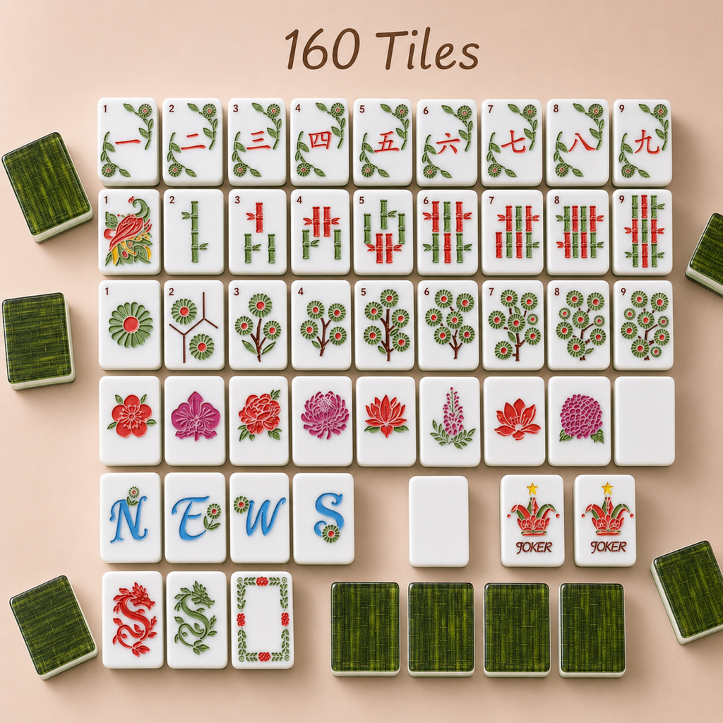 Bamboo Grove American Mahjong set with 160 tiles