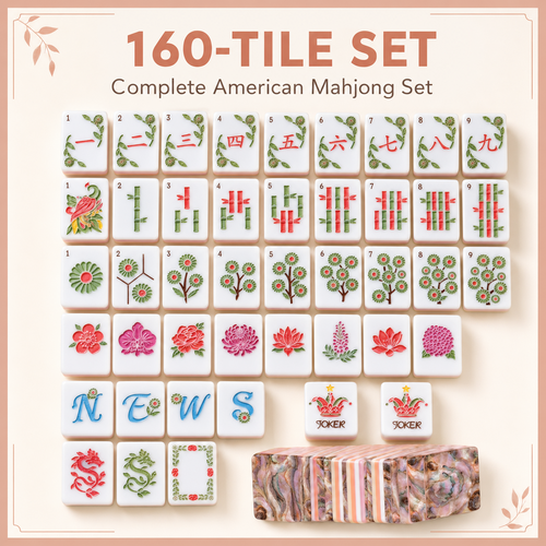 Blush Abalone American Mahjong set with 160 tiles