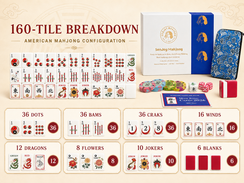 160-tile American Mahjong set breakdown