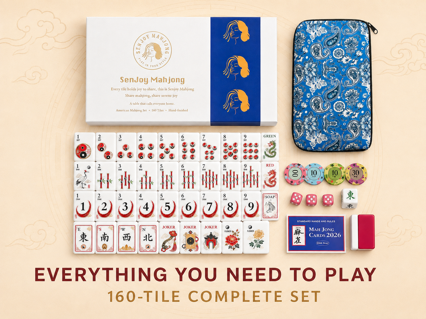 Complete 160-tile American Mahjong set contents