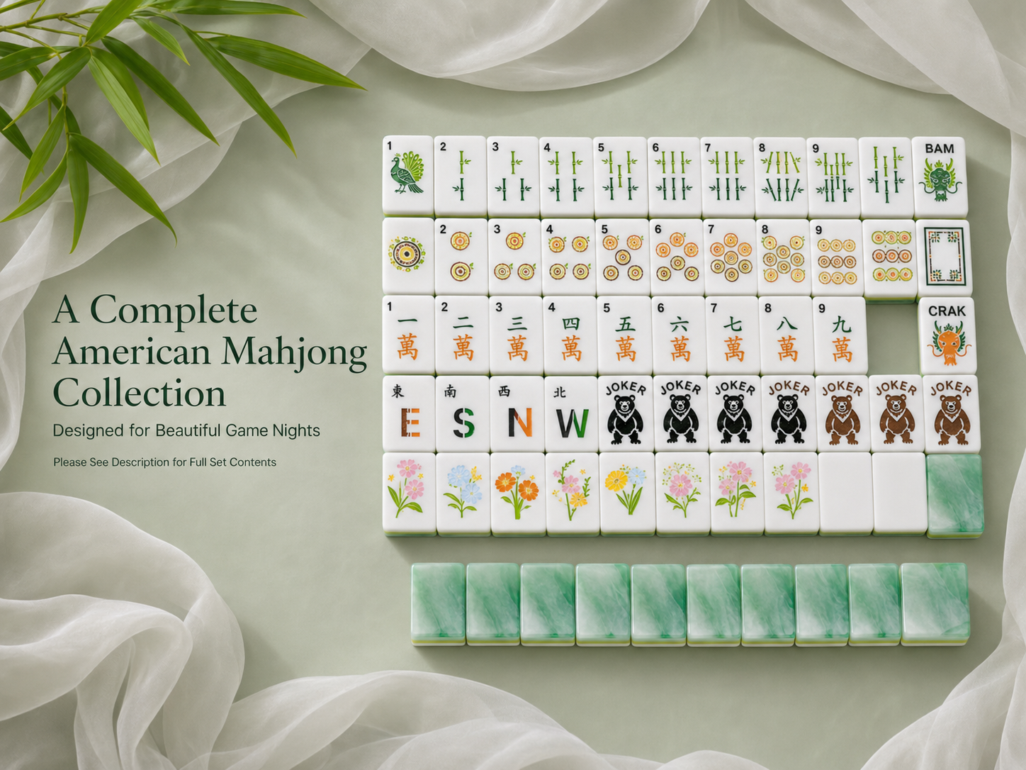 Complete Emerald Garden American Mahjong tile collection