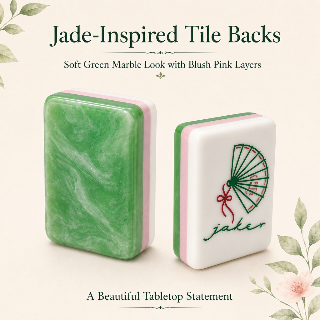Jade inspired tile backs with blush pink layers