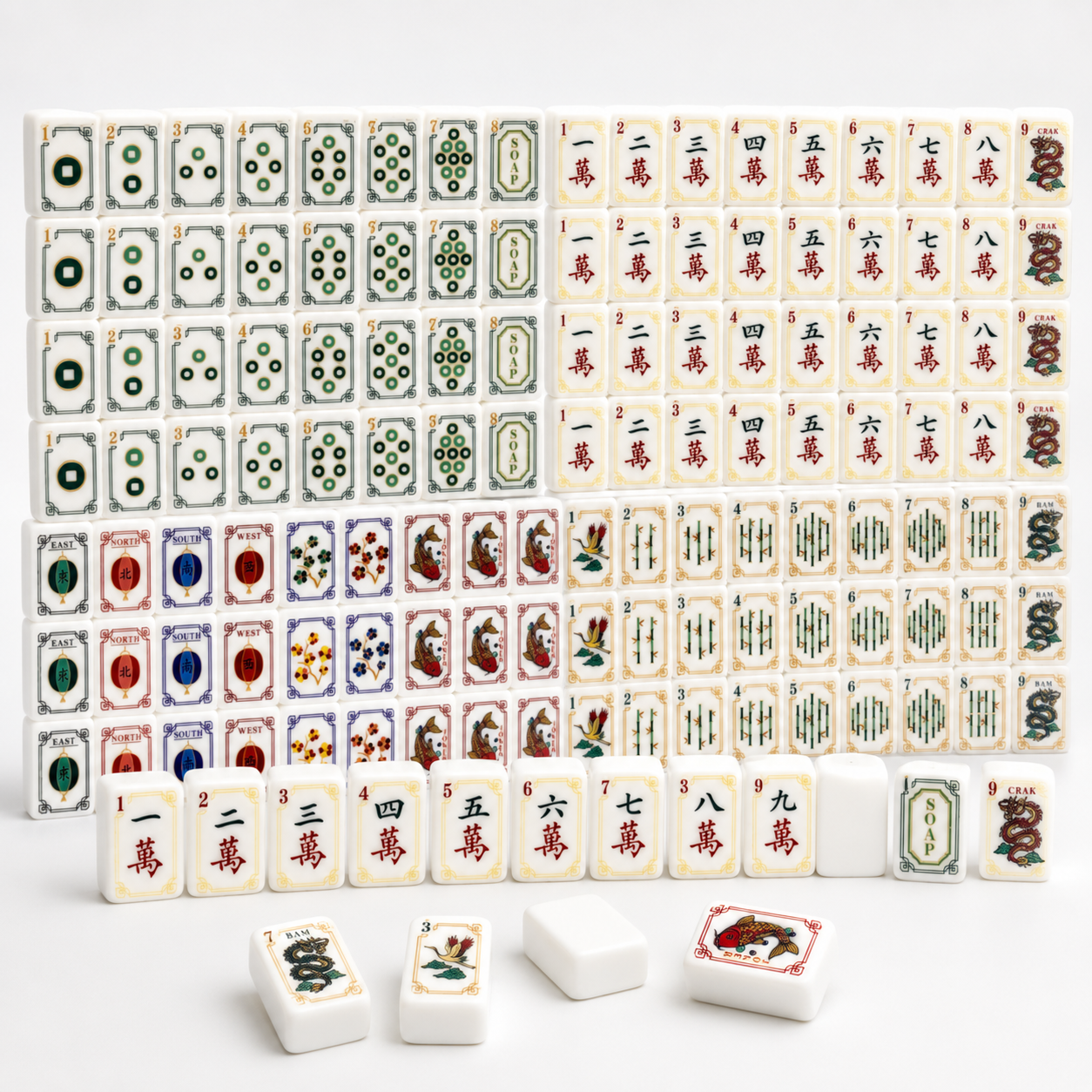 Full layout of classic koi carp mahjong tile set
