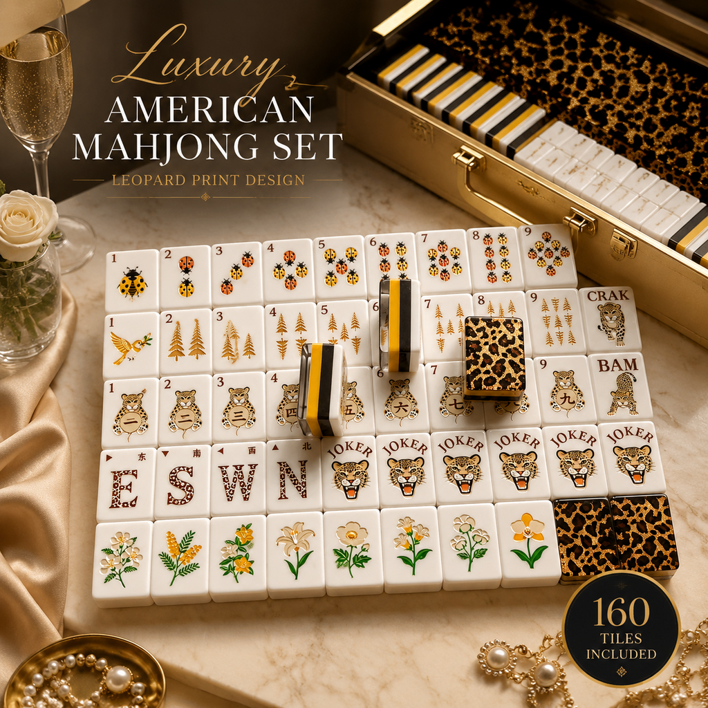 Luxury 160-tile leopard print American Mahjong set