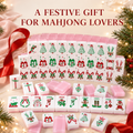 Pink Christmas American mahjong set with festive red and green holiday tile designs