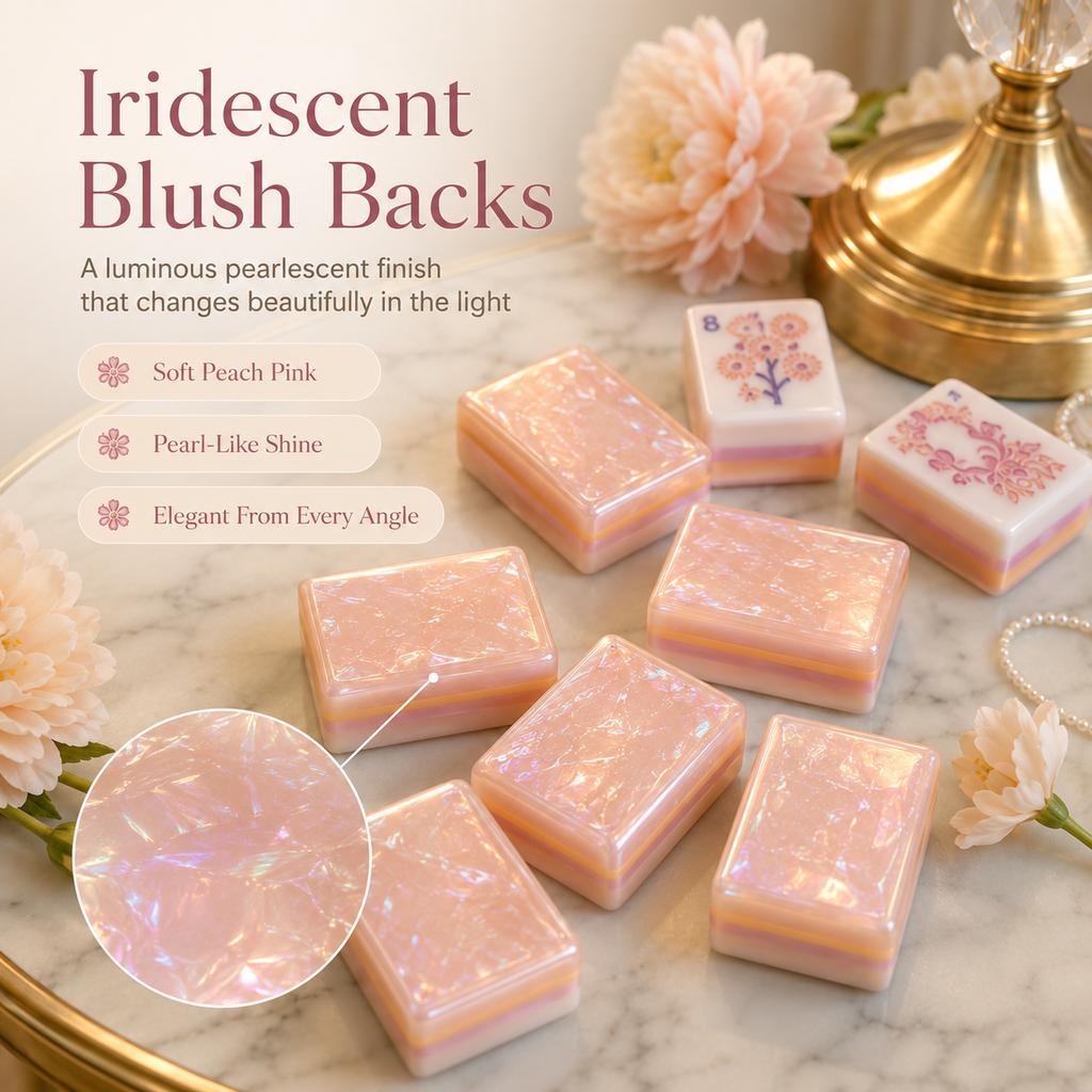 Iridescent blush pink pearlescent mahjong tile backs